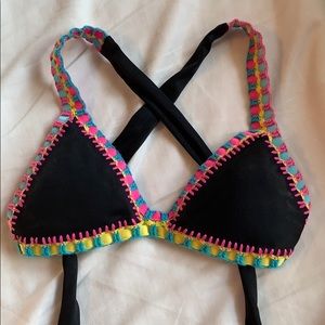 Platinum swimwear black crochet bikini top